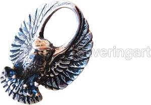 Bague pour homme, bague simple avec aigle et faucon, fabrication détaillée, bague de motard, bague de Noël, bijoux faits à la main, bague en argent massif 925 - Product Image 2