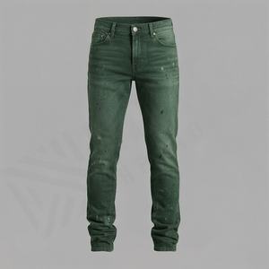 Jeans skinny pour hommes, couleur personnalisée, déchirés, denim élégant, coupe slim, parfait pour un style décontracté, tenues de rue, pantalons - Product Image 1