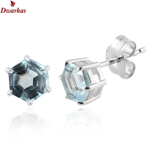 Antique earrings 925 sterling <b>silver</b> natural garnet hexagon shape gemstone <b>stud</b> earring ready stock manufacture wholeasle - Product Image 3