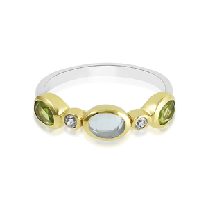 Bague classique à deux tons en argent sterling 925 avec bijoux en perles de pierres précieuses multiples - Product Image 5