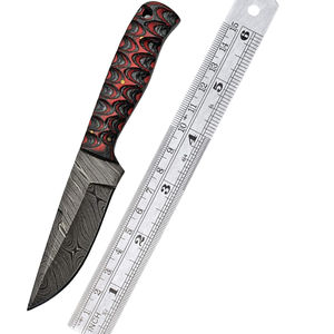 Couteau de chasse à lame fixe en acier damas fait à la main en cuir de vachette confortable gaine manche en bois personnalisable OEM Bowie - Product Image 6