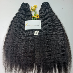 Kinky Straight Yaki Style 100% paquets de cheveux vietnamiens bruts non transformés extensions de cheveux de trame cheveux de couleur naturelle - Product Image 1