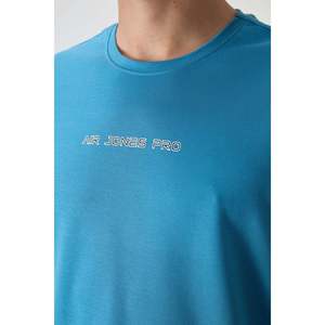 T-shirt homme bleu pétrole, grande taille, 100% coton, jersey texturé épais, imprimé - 88364 - Product Image 5
