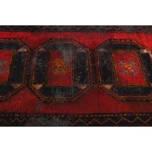 Alfombra Turca Vintage de 3,7x10,8 pies, Alfombra Oriental Roja de Lana - Product Image 4