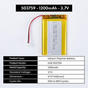 Литий-полимерный (LiPo) аккумулятор HHS 503759 3.7V 1200mAh для высоких температур в мягком корпусе с сертификатами KC, UL1642, UN38.3, CE, CB - Product Image 3