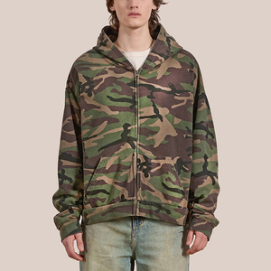 เสื้อฮู้ดลายพรางแบบรูดซิปสำหรับผู้ชายเสื้อผ้าแนวสตรีทแบบกลับด้านมีซิปโอเวอร์ไซส์ผ้าฝ้ายพิมพ์ลาย - Product Image 1