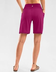 Short de course pour femme taille haute 9 ''Short athlétique longueur genou avec poches zippées extensible et léger pour l'exercice - Product Image 3