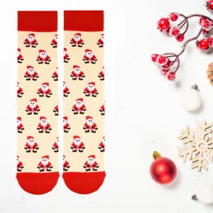 Colorful Christmas Santa Claus Embroidered Print <b>Socks</b> Breathable Warm One Size Fit for Daily Use Knitted From <b>Silk</b> Bamboo - Product Image 1
