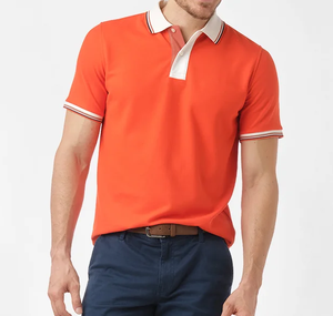 Camisa Casual de Punto para Hombre, Antiarrugas, Estampada, con Patrón Sólido, Transpirable, 100% Algodón, con Bolsillo Bordado en Color de Contraste, Servicio OEM - Product Image 3