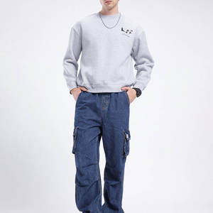 Sweat-shirt à col ras du cou de style boxy de couleur gris chiné sweats décontractés d'hiver pour hommes OEM/ODM qualité supérieure sweats pour hommes - Product Image 4