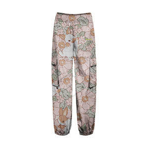 Pantalon cargo pour femmes taille haute personnalisé OEM 100% coton léger taille élastique coupe décontractée respirant plat hiver coupe ample - Product Image 1