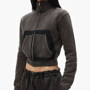 Survêtement personnalisé vintage délavé et déchiré, pantalon à capuche zippé, coupe courte, haute qualité, poids lourd, 100% coton, antibactérien, 2 en 1 - Product Image 3