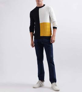 Bloc couleur col rond coton hommes chandails à manches longues prix pas cher pull hiver respirant nouveau Design de mode hommes pull - Product Image 4