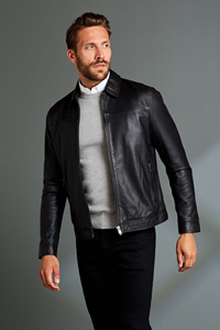 Chaqueta de Cuero Negra con Cuello Alto y Cremallera para Hombre, Diseño Personalizado, Chaqueta de Cuero Vintage de Alta Calidad para Hombre - Product Image 2