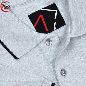 Piqué liso gris personalizado para hombre para camisa Polo Casual Oversize Vintage malla poliéster Jersey 100% algodón patrón sólido - Product Image 3