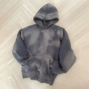 Haute qualité Vintage hommes lavé au soleil sweats à capuche personnalisé imprimé coton blancs français lavé à l'acide tissu pour l'hiver - Product Image 3