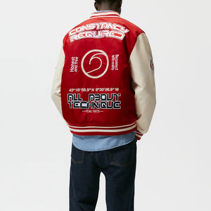 2024 chaquetas con logotipo de diseñador personalizado, chaqueta de béisbol informal, abrigo de algodón 100% poliéster, chaqueta con logotipo estampado de gel de silicona Unisex - Product Image 5