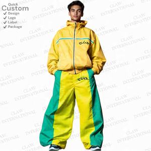 Streetwear personnalisé Survêtement coupe-vent Ensemble deux pièces Vestes surdimensionnées légères Patchwork Survêtement en nylon respirant pour hommes - Product Image 1