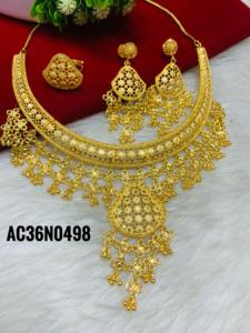 One Gram Gold Plated Necklace <b>Jewellery</b> <b>Set</b> for <b>Woman</b> - Product Image 2