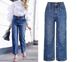Vente en gros de pantalons cargo respirants de qualité supérieure les moins chers avec logo personnalisé Offre Spéciale OEM/ODM jeans denim déchirés Offre Spéciale pour femmes - Product Image 6