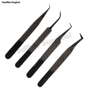 Pince à cils enduite de couleur noire de meilleure qualité Ensemble de 4 pinces à cils Outils de beauté personnalisés par Credible Surgical - Product Image 4