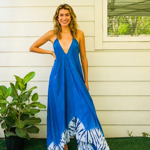 Vestido Maxi Informal de Estilo Moderno con Estampado Tie Dye, Tejido sin Mangas, Cintura Natural, Ecológico, Diseño Sólido - Product Image 1