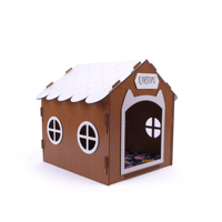 Casa para Perros de Madera Marrón Personalizada con Logotipo Impreso, Decorativa, Ligera, Plegable, para Todas las Estaciones, Moderna, para Animales Pequeños