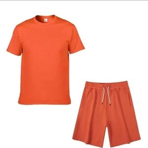 Ensemble T-shirt et short pour homme en coton 100% uni imprimé coupe classique Mode personnalisée - Product Image 2