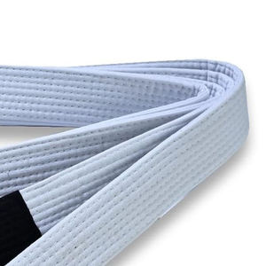 Promocional Premium White BJJ Gi Belt 100% algodón ligero de cintura alta personalizado con nombre bordado Logo diseño Unisex - Product Image 5