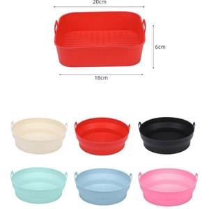 Cesta de silicona plegable reutilizable, resistente al calor, ecológica, apta para alimentos, para freidora de aire y horno. - Product Image 4