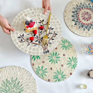 Premium Nacre Inlay Charger Plate from Vietnam Handmade <b>Wooden</b> <b>Placemat</b> for Stylish Dining Tables & Occasions - Product Image 1