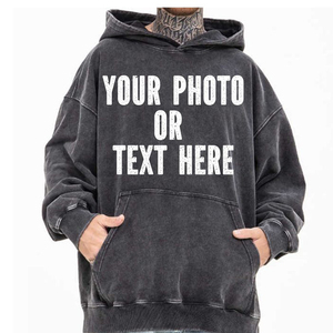 Sudadera con capucha de peso pesado para hombre lavado ácido sudaderas con capucha de gran tamaño Tops Vintage pulóver moda sudaderas con capucha 2024 Streetwear sudadera - Product Image 5