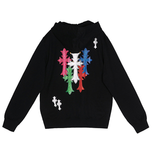 High Quality Men <b>Black</b> French Terry Cotton <b>Zip</b> Up <b>Hoodie</b> Custom Rhinestone Design Sweatshirt - Product Image 4