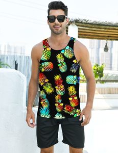 Camiseta sin mangas de algodón 100 por ciento para hombre, camiseta de gimnasio sin mangas con estampado 3D, ropa de playa de verano de secado rápido transpirable de talla grande disponible - Product Image 5