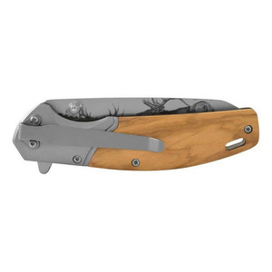 Coltello Pieghevole Wallis K901173 con Manico in Legno e Acciaio, Design con Ciondolo a Forma di Alce - Product Image 4