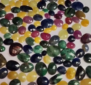 162 Uds Esmeralda Natural rubí amarillo zafiro 10-25mm tamaño libre ovalado cabujón de corte Rosa 1130 Cts lote espalda plana piedras preciosas sueltas - Product Image 2