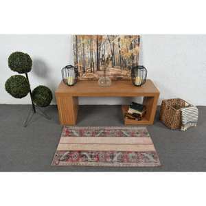 Vintage Turkish <b>Rug</b> Red White Kilim Style 2.1x3.7ft Large Area Patchwork Pattern Wool <b>Seagrass</b> Material 10mm Thickness Latex - Product Image 3