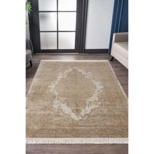 Tapis moderne beige Netline Home Depot MD002, fibres synthétiques durables, non-muants, facile à nettoyer, pour chambre à coucher, bureau - Product Image 6