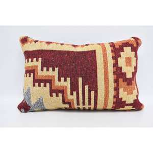 Red Anatolian 16x24 Inch Wool Pillow Luxury Vintage Floral Fluffy Woven Cushion for Sofa Bedding Decorative <b>18x18</b> Leaf Pattern - Product Image 5