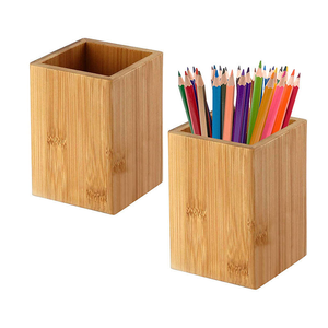 Porte-crayons de bureau en bois de bambou naturel, écologique, multifonctionnel, design moderne, organisateur de bureau pour le bureau - Product Image 5