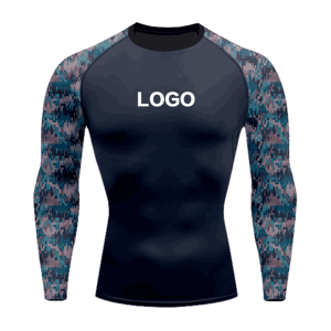Vêtements pour hommes en gros, col rond, impression de logo personnalisée, rash guard pour hommes, vêtements de sport respirants à séchage rapide, rash guard - Product Image 1
