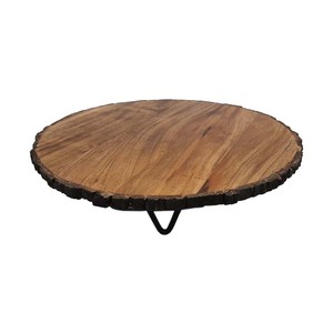Finitions naturelles de luxe Design fantaisie rond en métal présentoir à gâteau en bois présentoir de fête d'anniversaire de mariage en gros en vrac - Product Image 3
