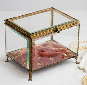 Boîte à bijoux en velours de luxe avec vitrine transparente en cristal pour femmes, accessoires de mode, cadeau, décoration - Product Image 3