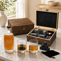 Ensemble cadeau de carafe à whisky personnalisée SHUNSTONE avec verre et pierres à whisky, cadeau promotionnel pour les bars, la vente au détail et les fêtes