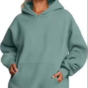 Sudadera con capucha de lana de gran tamaño Vintage para mujer, con hombros descubiertos, estampado personalizado, mezcla de algodón transpirable en la parte delantera, OEM - Product Image 5