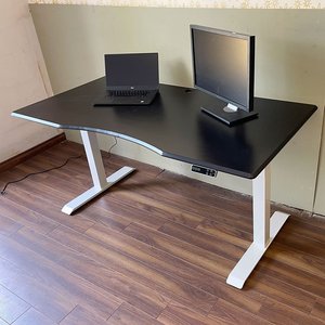 FlexiDesk FLD012 Lift-Up Table with Rubber Wood Top and 3-Joint <b>Electric</b> Adjustable Office <b>Desk</b> Legs - Product Image 2