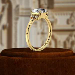 Anillo de Compromiso con Diamante Cultivado en Laboratorio Certificado por IGI, 1CT, Corte Asscher con Tres Piedras Laterales Redondas, Anillo de Boda de Oro Rosa de 14K - Product Image 6