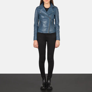 Women PU <b>Leather</b> Moto <b>Jacket</b> Solid Color Zipper Closure Turn-down Collar Full Sleeve Autumn Style Regular Length - Product Image 1