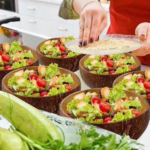 Bols en coquille de noix de coco | Petits bols en bois poli |   Bol à manger artisanal naturel |   Vaisselle durable en gros - Product Image 6