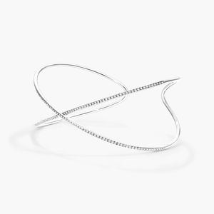 Criss Cross Multi-Cut Diamond <b>Fashion</b> <b>Cuff</b> <b>Bracelet</b> in 18KT Solid Gold with Multiple Tones - Product Image 3